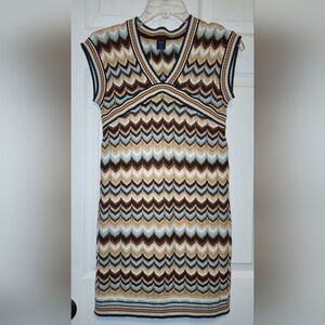 Gap Kids Chevron Pattern Knit Sweater Dress Girls  Large (10) Browns And Blue